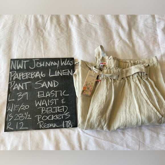 Johnny Was Linen Paperbag Wide Leg Pants - Picture 7 of 15